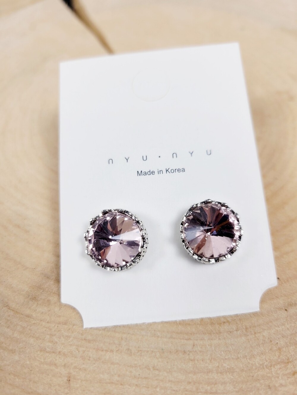 Brand New Silver Tone Purple Stone Stud Earrings